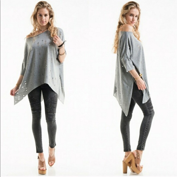 Distressed Light Grey Top - Picture 2 of 4